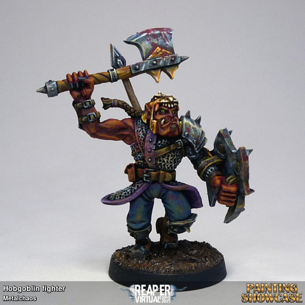 Chainmail Miniatures model produced by Wizards of the Coast in 2001 for the Drazen's Horde faction. 88349, Hobgoblin fighter sculpted by Mike McVey.