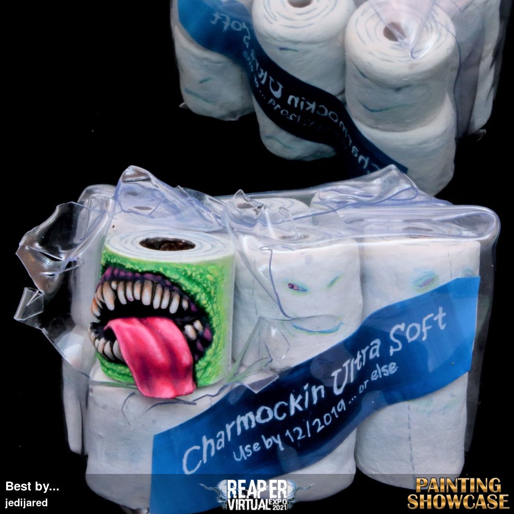 The TP should have been opened before 2020!  Now look what you've unleashed.  The TP Mockingbeast is joined by clay shaped TP rolls and covered with heatgun-melted plastic.  
