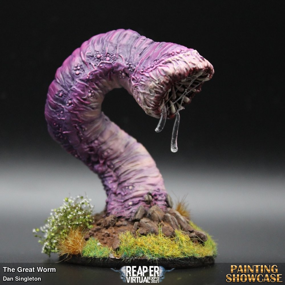 2020 saw me rediscover the joy of miniature painting after over a decade away from the hobby.  This is one of my favourite miniatures 'The Great Worm' (SKU 77006) by Reaper.