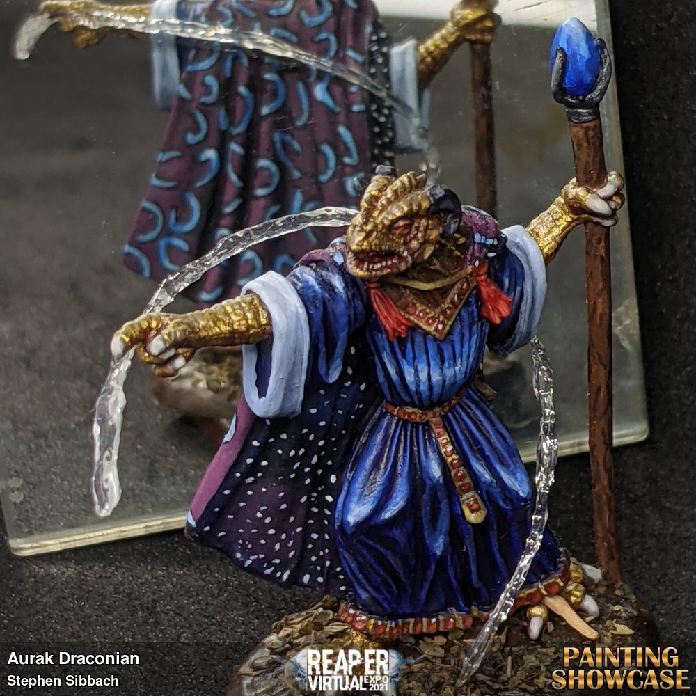 A dragonkin mage from Darksword, painted as a Dragonlance Aurak Draconian.